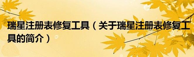 瑞星注册表修复工具